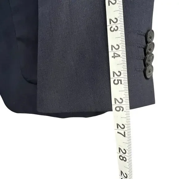 Theory Sport Coat Suit Jacket Mens 42 R Dark Blue Wool Linen Blazer Quiet Luxury